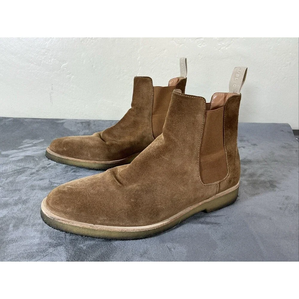 New Republic Boots Mens Slip On Chelsea Side Gore Tan Suede EUR 42 US Size 9 M